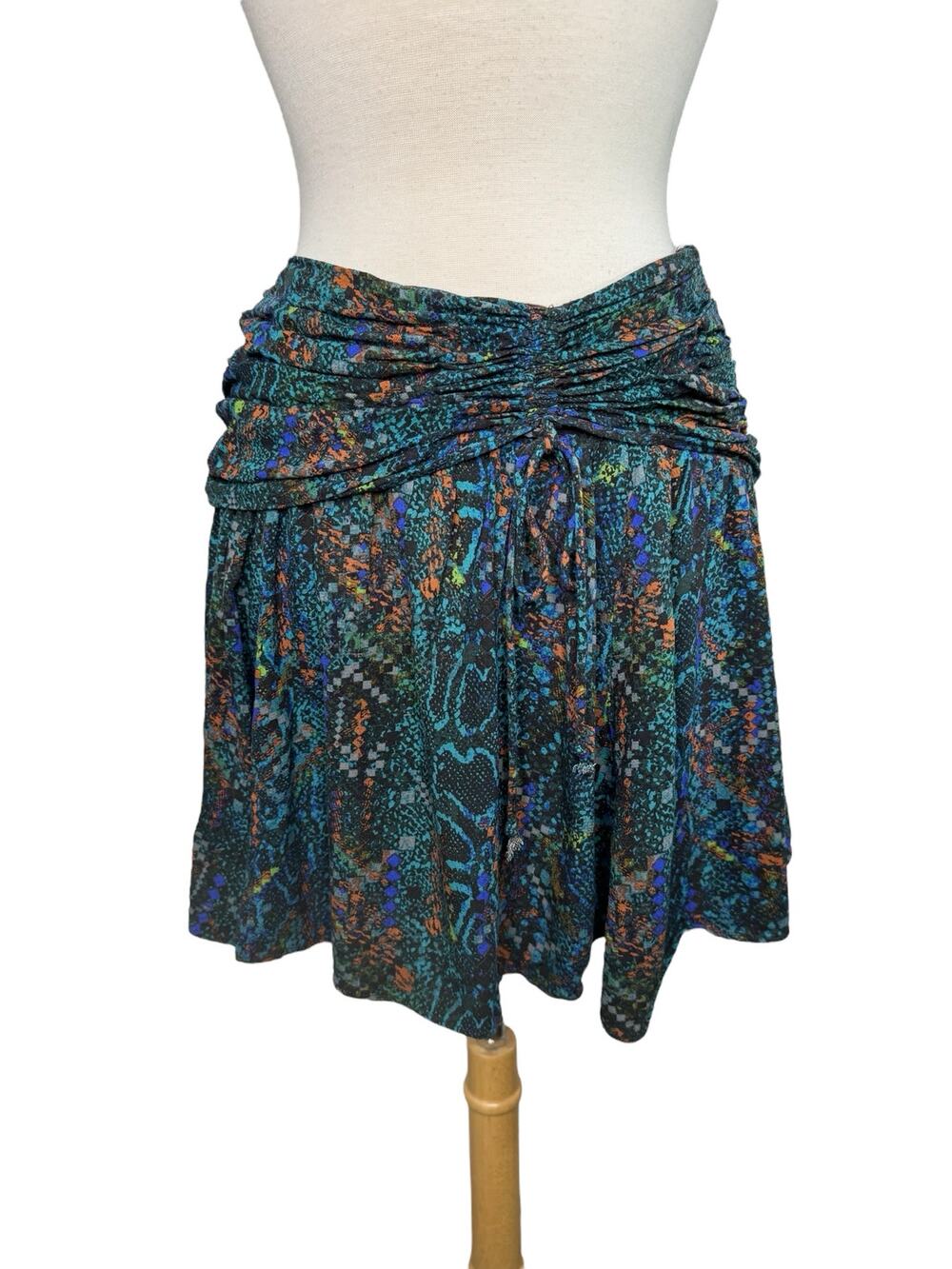 FREE PEOPLE Saturday Sun Mini Skirt in Who Is She Teal Print Size 6 #OB1227062
